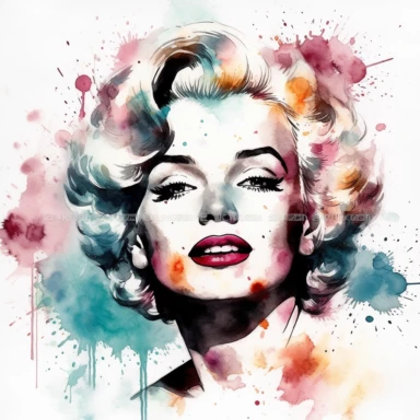 2 watercolor Marilyn Monroe vintage boutique hollywood glamour clipart, white background, spaced out, hd