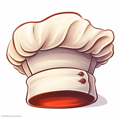 clipart, cartoon style, white background, a chefs hat
