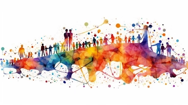 pixar style clipart, intricate, colorful, rainbowcolor, pop, social network connection concept, community, white background