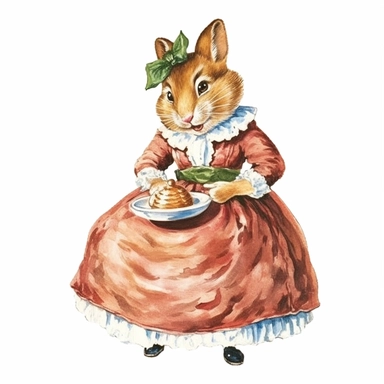 a Cute Happy Chipmunk in the style of Watercolor Kate Greenaway Clipart, White Background