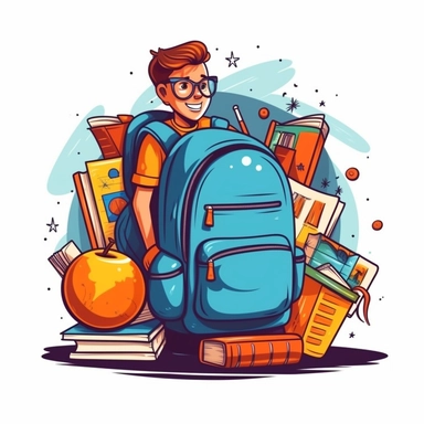 clipart back to school illustration. Vector style. White isolated background.