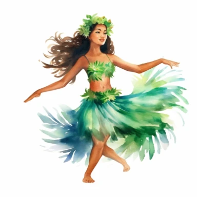 watercolor hula girl clipart, hd, watercolor clipart, white background