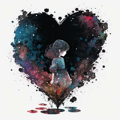 dark academia, heart, fairytale, folk art, Nicola samori, watercolor, white background, clipart, cute, illustration, comic, glitter, magic