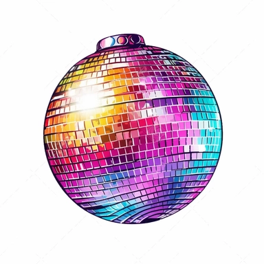 Disco ball clipart, hand drawn art isolated on white background, sparklecore