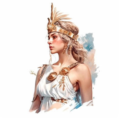 beautiful stunning pretty vintage greek goddess character, paint art style, clipart, white background, superrealistic, one of a kind