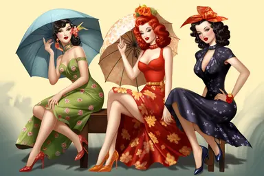 pin up calendar girls, clip art