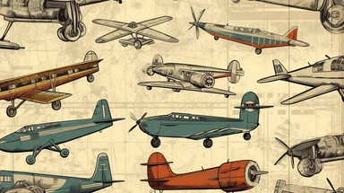 Vintage air plane pencil sketch, ephemera paper design with ornate illustrations, vintage, distressed textures, muted colors, craft paper texture, handwriting lines in background, pen and ink on paper with watercolor washes Watercolor, vector, white background, rice paper texture, clipart, Seamless patterns, repeating patterns design, flat illustration, outlined , Vector, 4K, Art station, digital print, highly detailed clean, detailed illustration, 3D vector art, cute and quirky, fantasy art, wa