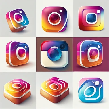 instagram logo 3d cliparts icon set, octane render, high detailed vector image, whitebackground