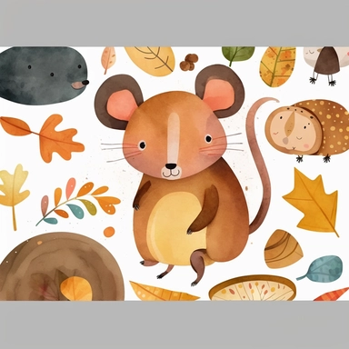 simplified single mouse clipart, simple shapes, no lines, no outlines, clipart most popular on etsy, featured on dribble, cartoon animals clipart, minimalist, computer vector graphic design clip art, watercolor illustration clipart, watercolour clipart, watercolor illlustration for kids and children, book illustration, print on demand image, PNG tranparent background