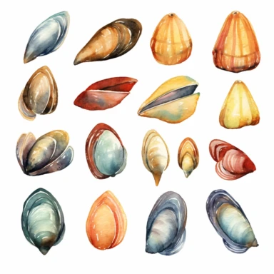 watercolored clipart Wellness Mussels