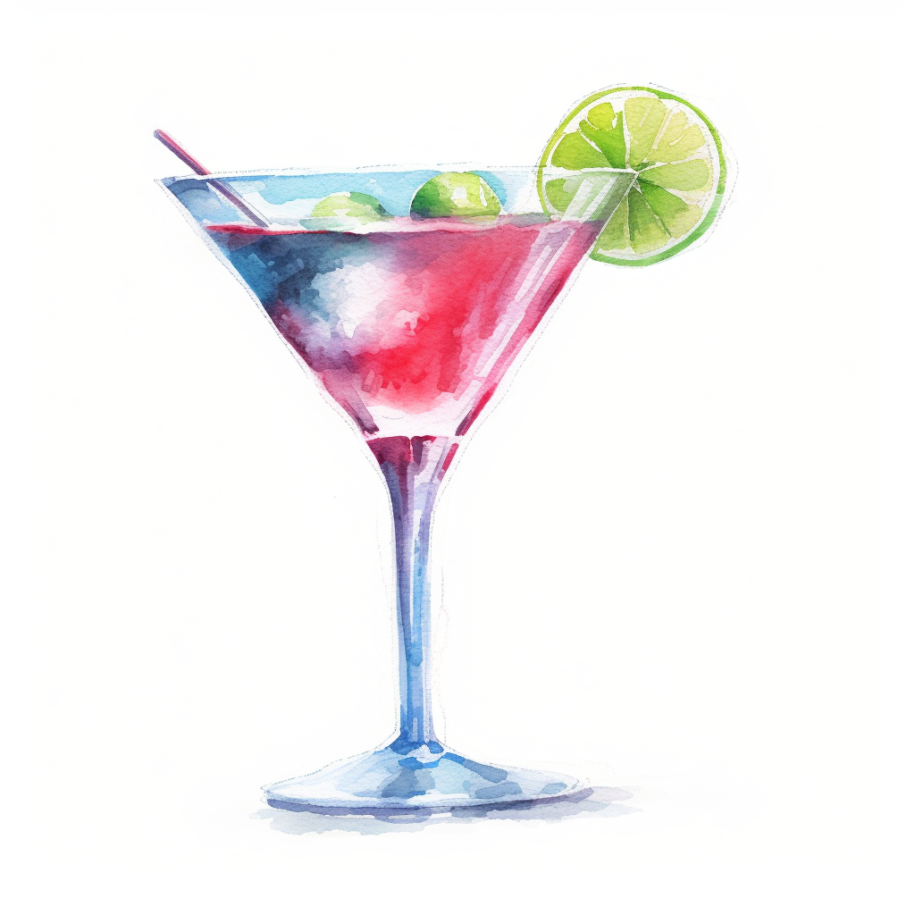 Watercolor Bacardi Cocktail I A Martini Glass Clipart - Clip Art Library