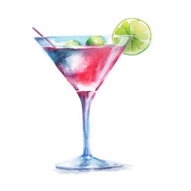 Watercolor bacardi Cocktail i a martini glass Clipart