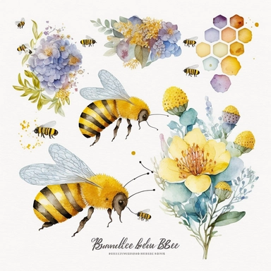 watercolor clip art bee honey comb flowers bee hive watercolor