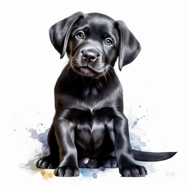 Black labrador puppy clipart, Cute puppy labrador looking up smiling, happy chubby puppy, ultra-detailed, sharp image, realistic pet image, Watercolor labrador dog, isolated on the white background, hd