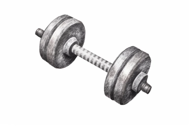 simple watercolor art of a pair of dumbbells clipart, subtle matte grey and black color variation, detailed, on white background, 4k uhd