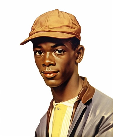 Vintage 1920 Portrait of a black Gentelman in a baseball cap Hat Illustration , Chromolithograph, Die Cut, 1920s Illustration, Vintage, Chromolithograph, Colorful, Antique, Ephemera, Clipart, 8k, Isolated on white