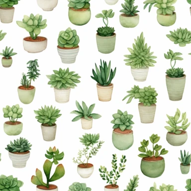 jade succulent plant clipart + white background + watercolor style