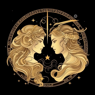 gold gemini zodiac sign clipart