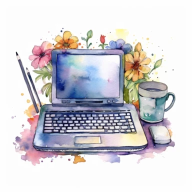computer and laptop watercolor clipart