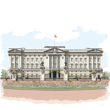 create a clipart about the buckingham palace, white background