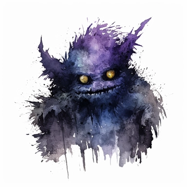 mystical dark scary watecolor halloween monster clipart, hd 4k, detailed, focused, isolated on white background