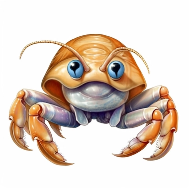 clipart with white background, cute hermit crab, clearly defined separate image, high quality--ar3:4-no mockups, watermarks, numbers, writing, letters--q2--v5.1--s1000