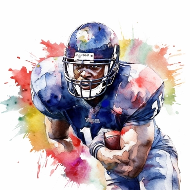 hyper detail, watercolour, american football player, white background, clipart