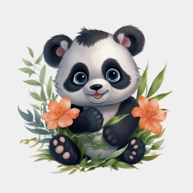 Baby panda nature flower Clipart , Transparent Background Clipart, Baby Zombie Illustrations in PNG, Clipart Graphics