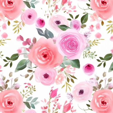 Boho rose seamless pattern for fabric, WHITE background, pink floral digital paper, Pink wedding clipart with rose bouquets