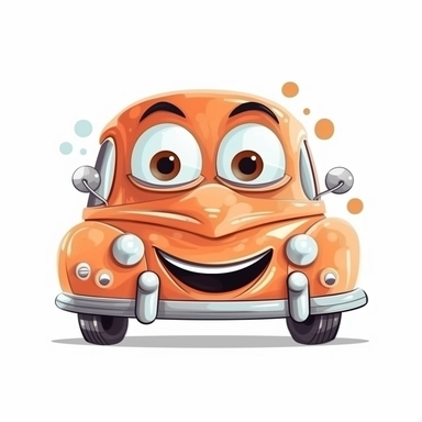fantasy happy cute classic car mamal face, cartoon, clipart, mascot, isolated on white background