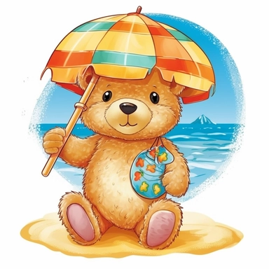 summer teddy bear clipart