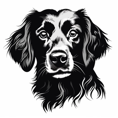 clipart, white background, black vector art, simple, dog