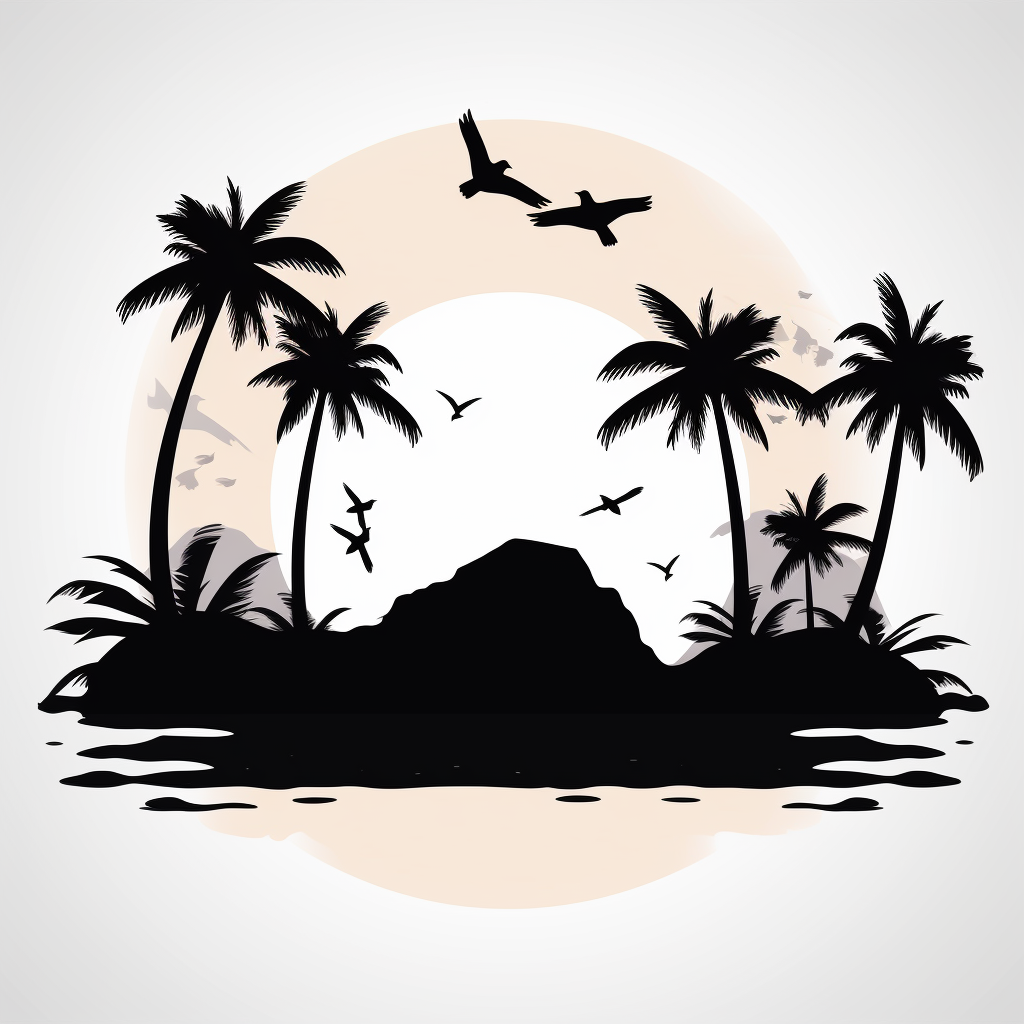 simple beach scene black, svg, clipart, silhouette cricut, white ...