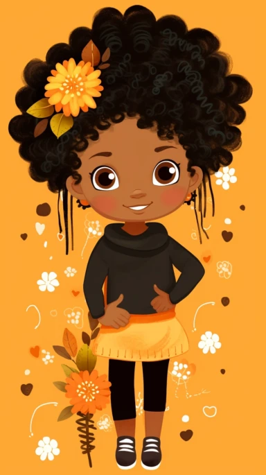 Meet an adorable clipart character, a little Black girl, radiating with individuality and beauty. This heartwarming illustration showcases her lovely hairstyle, cheerful expression, and trendy attire. The clipart style infuses the image with whimsy and joy, making it ideal for various creative endeavors such as crafts, invitations, and digital designs. The character is situated against a transparent background, offering easy placement and customization. The clipart is provided in high resolution