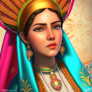saint fernanda mexican woman catholic saint, cartoon logo clipart, very detailed, bright, vibrant, extraordinary sharp, stunning, insanely detailed and intricate, hypermaximalist, realistic octane render, photorealistic, hd hdr, high-res, high definition, hyperrealism, 8K,