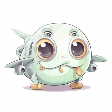 fantasy happy cute airplane mamal face, cartoon, clipart, mascot, isolated on white background