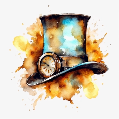 high quality watercolor clipart of a steampunk cowboy hat, white background, seperated, vector design, hd