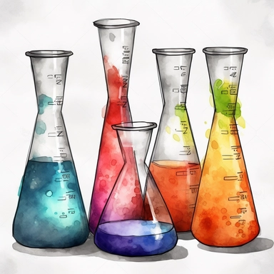 lab beaker, clipart sets. water color, with white background