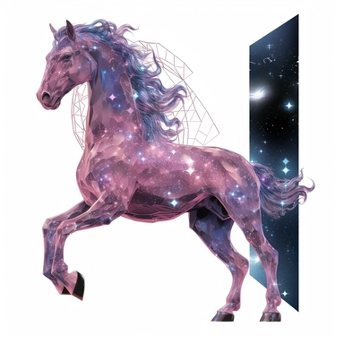 Clipart, A constellation forming a mythical creature, hyperrealistic, hyper high definition