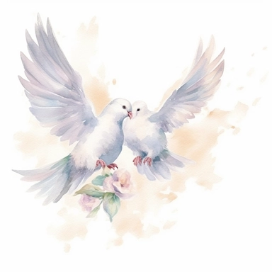 wedding watercolor graphics, subtle neutral pastel tones, sparklecore, embossed paper, Design an enchanting wedding clipart showcasing graceful doves, symbolizing love and unity, with their wings spread wide in a gentle flight, capturing the spirit of peace and eternal devotion, candid, multi-layered