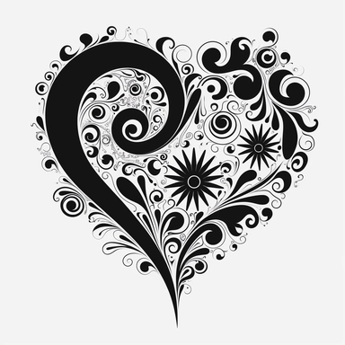 heart, black and white, clipart, love