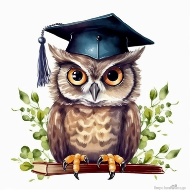 watercolor Graduation Owl Clipart Grad Student Owl PNG, Illustration clipart, 4K, extremely detailed