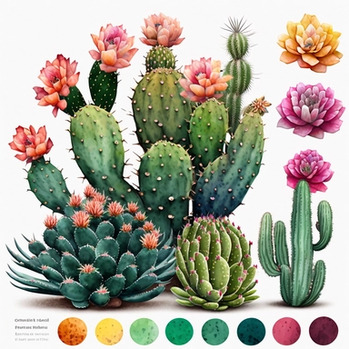watercolor single cactus clipart