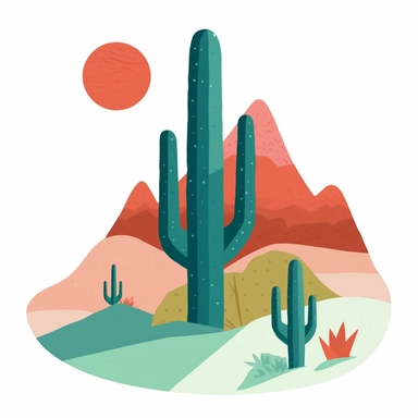 clip art. Mountains. cactus. minimalist. hiking. tucson inspired.