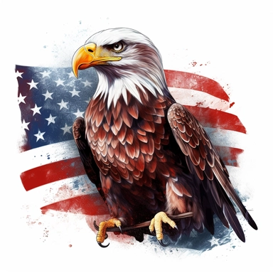 full body eagle with american flag Clipart,on white background with margins