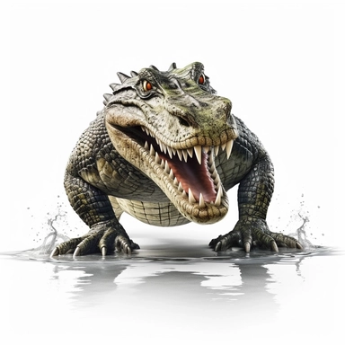 3D Big Crocodile Dangerous Clipart isolated on white background