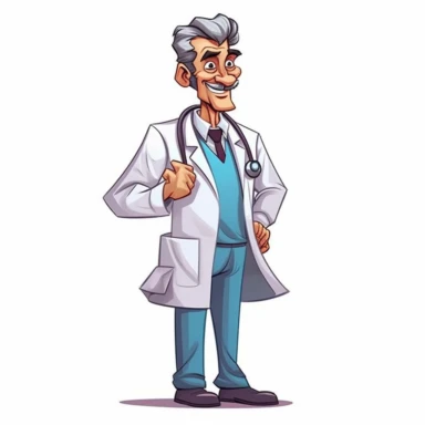 cartoon medical man illustration clipart, in the style of colorful realism, animated gifs, innovative page design, kimoicore, precision and detail-oriented, medical themes, rounded