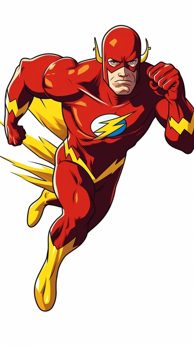 A superhero running really fast. Clipart. White Backround.