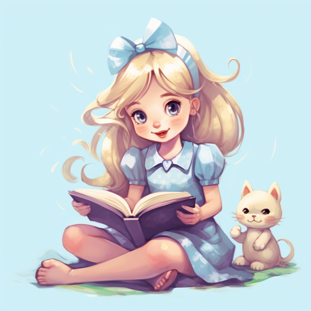 girl reading clipart