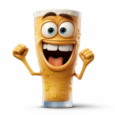 Pixar movie happy pint of beer, no human, no words, no logos. no hands, face expressions, ultra detailed, white background, clipart,